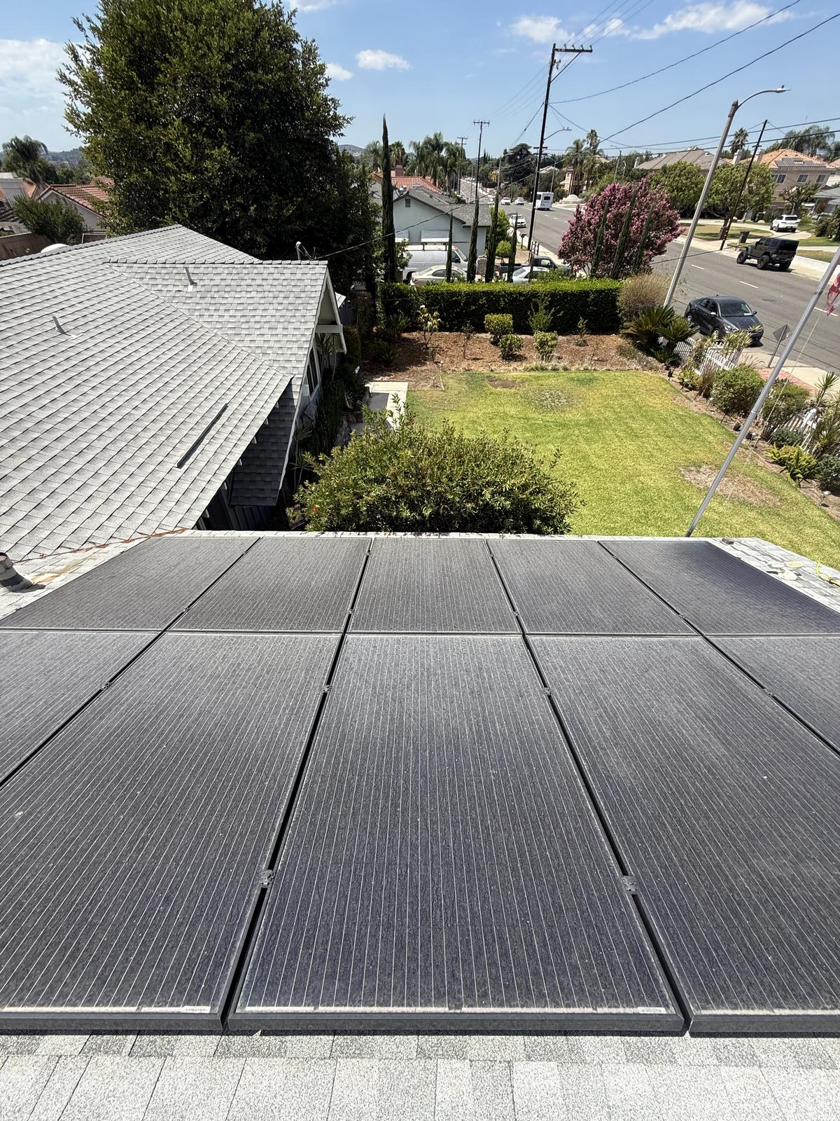 Solar panels coated in High Desert dust before cleaning
